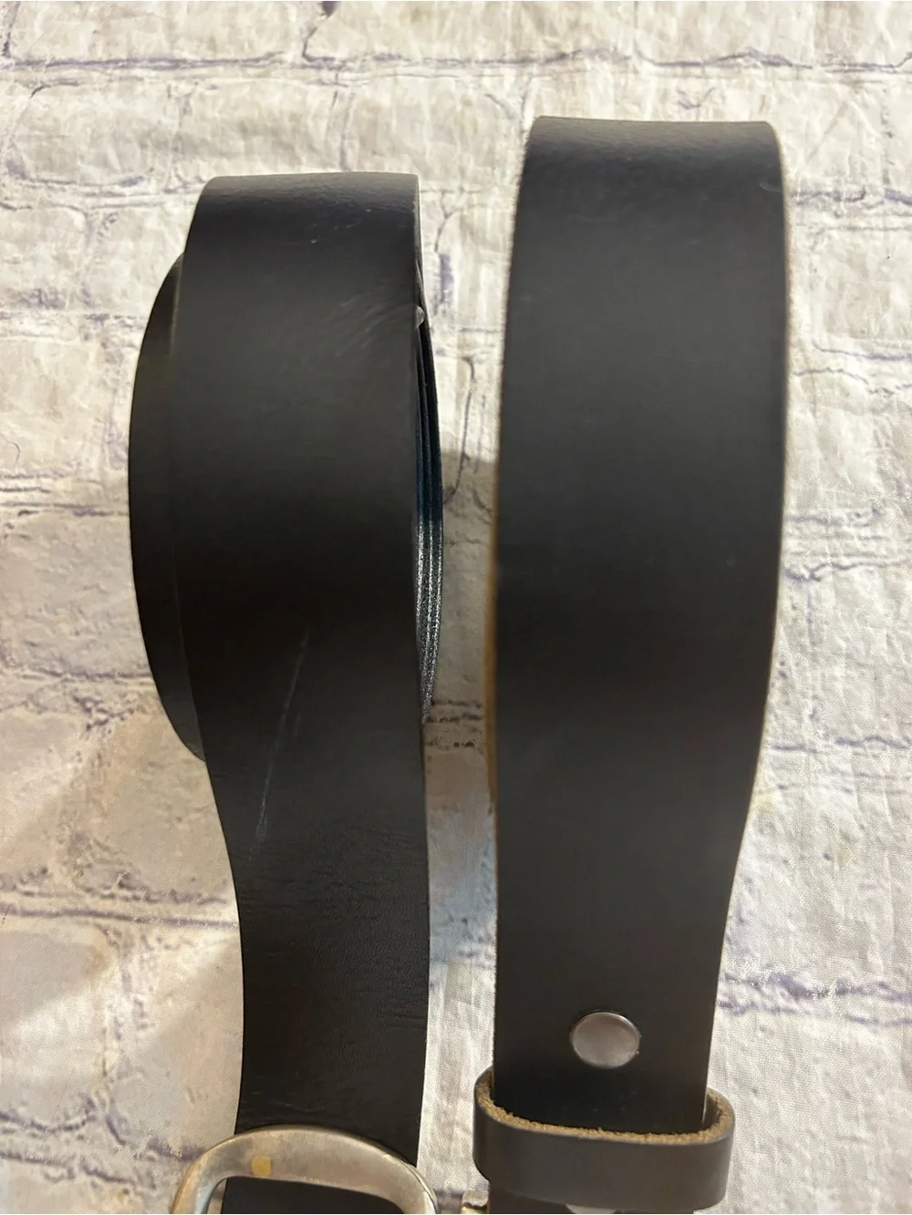 LOT OF (2) BLACK LEATHER CHUNKY SILVER TONE BUCKLES WIDE MEN RUGGED BELTS